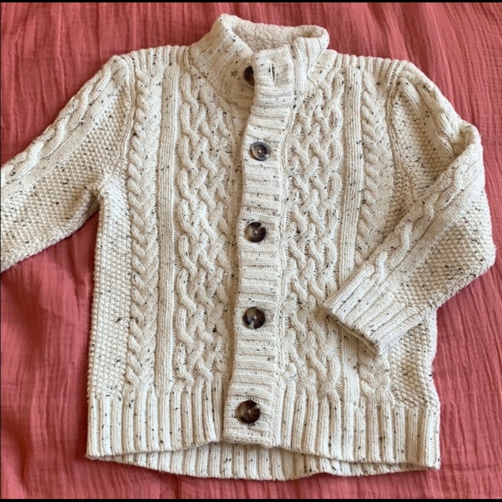 3T boys winter cream cardigan thick sweater